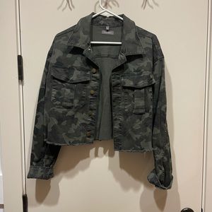 DL1961 Women's Green Bogart St Camouflage Button-front Jacket Top S